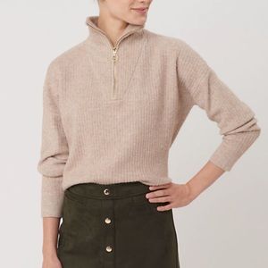 LOFT Ribbed Zip Collar Sweater